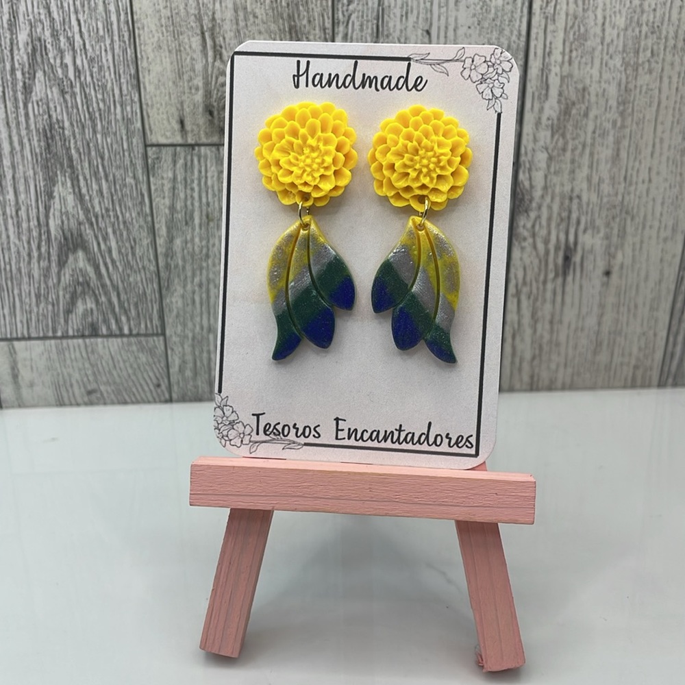 Yellow Floral Handmade Earrings